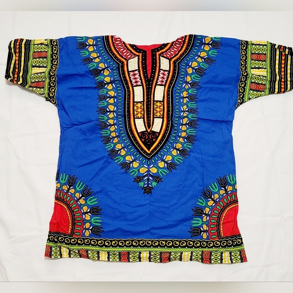Western African Dashiki Tunic Top Size Medium In Blue Size: US Medium. - Picture 8 of 9